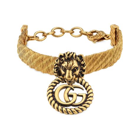 gucci lion head bracelet